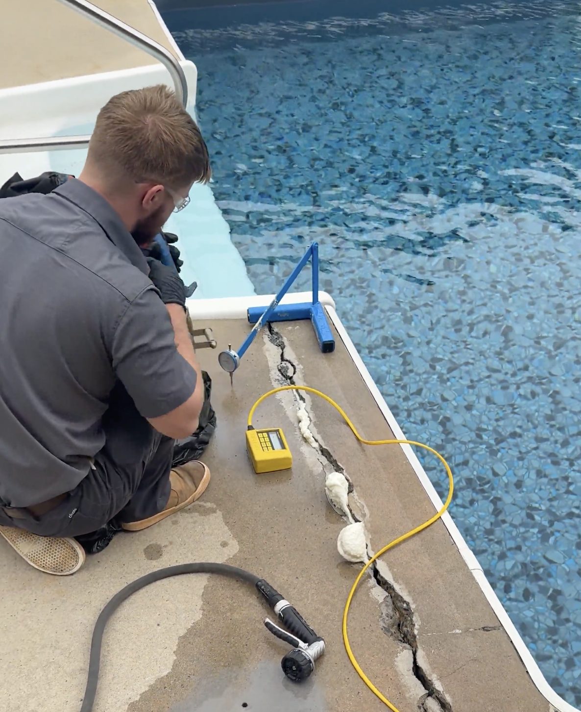 Houston concrete leveling crew lifting a sunken concrete slab